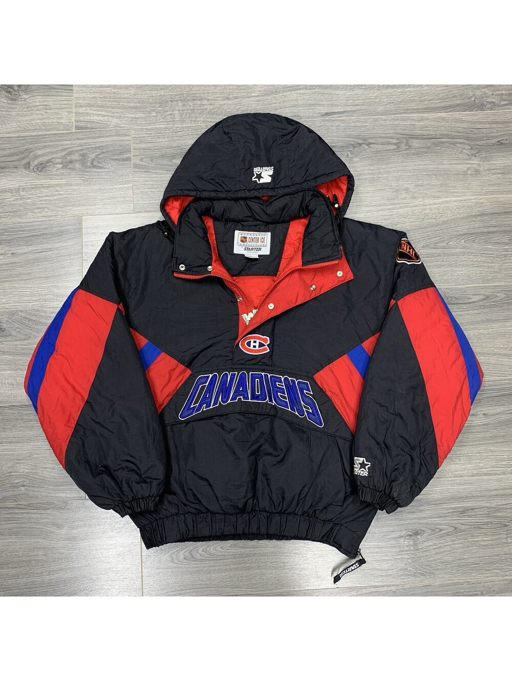 Vintage 1990S Starter Montreal Canadiens Jacket Large Rare Men’s Black Zip Up